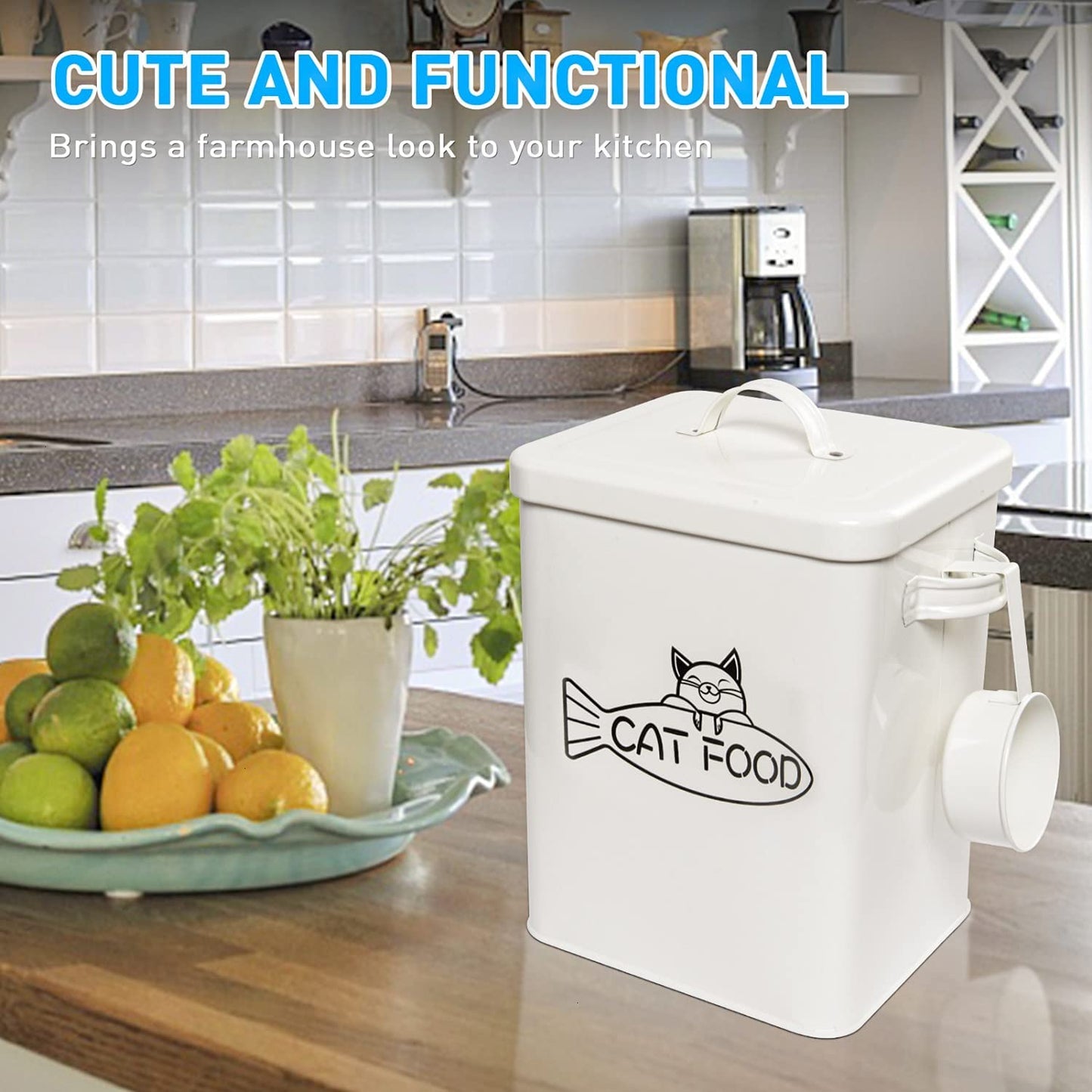 Farmhouse Pet Food Storage Containers with Lid and Dry Food Scoop