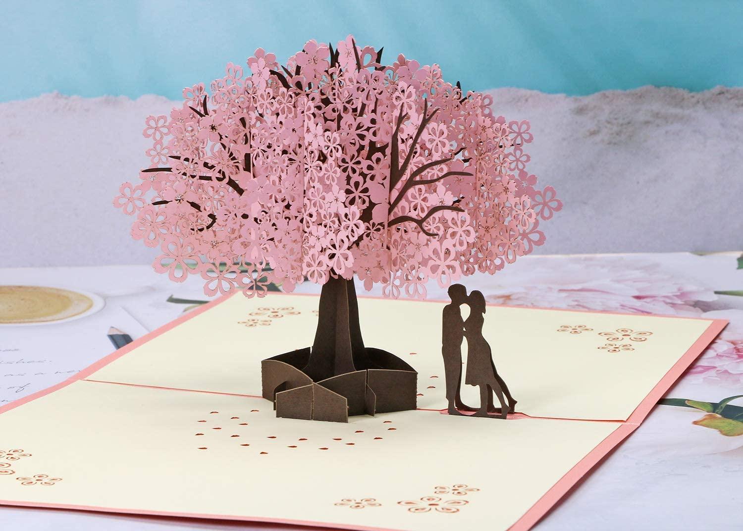 Penta Angel Handmade Cherry Blossom Card Pop Up 3D Flower Card forHim - Gifts-Australia