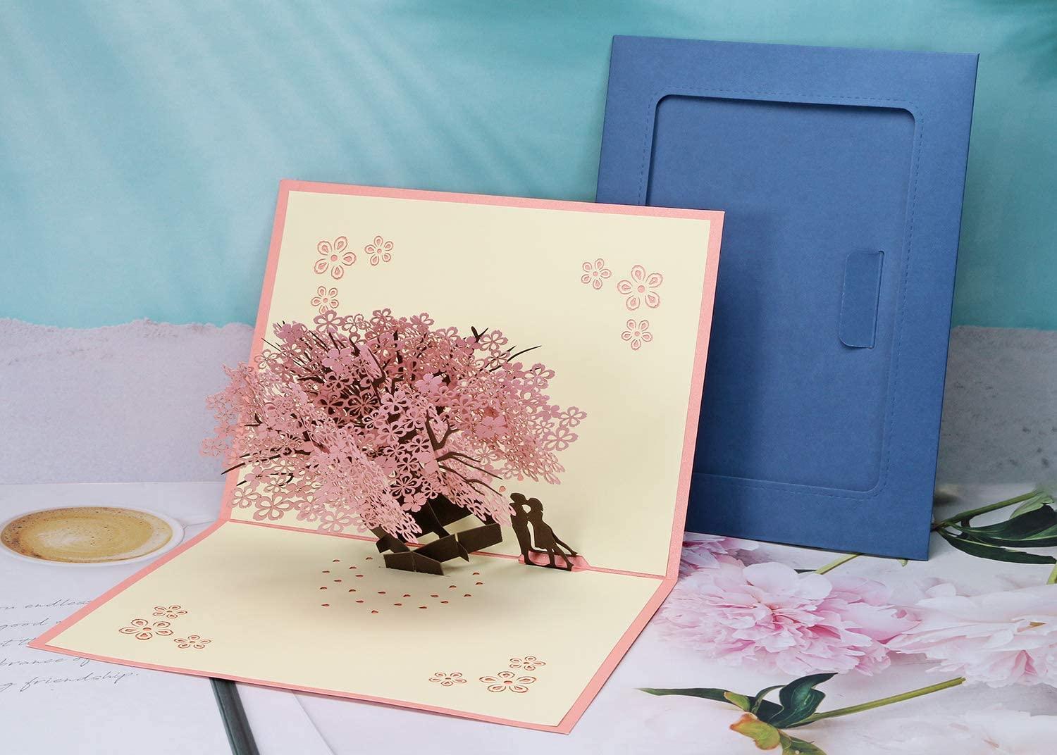 Penta Angel Handmade Cherry Blossom Card Pop Up 3D Flower Card forHim - Gifts-Australia