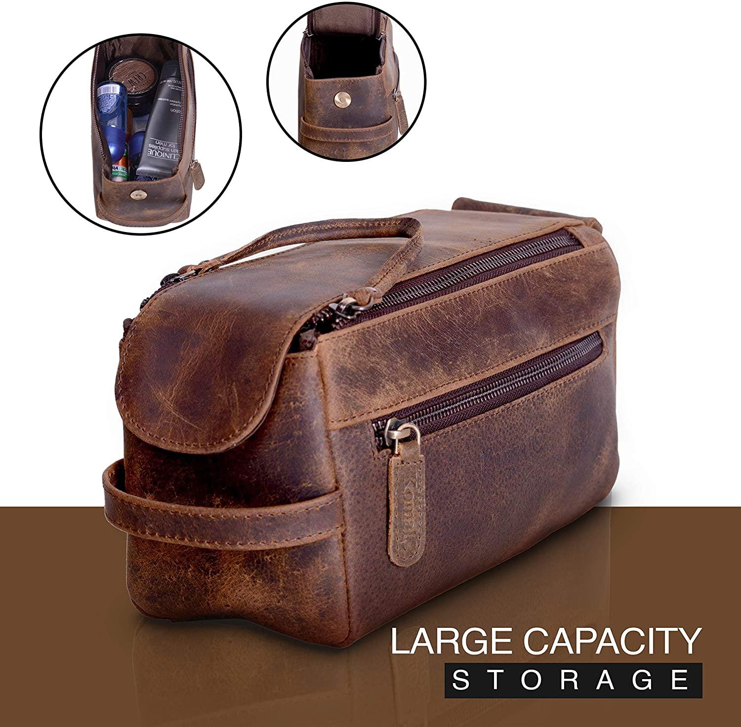 Komalc leather sale toiletry bag