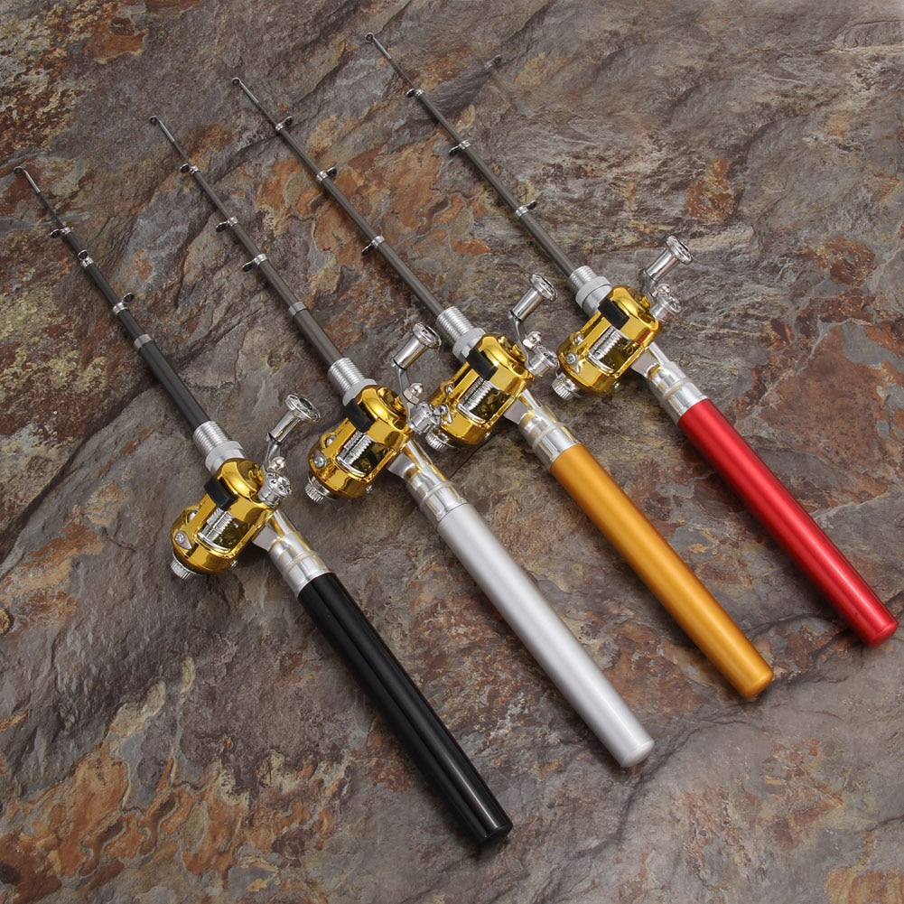 Outdoor Fishing Rods with Reel Wheel Mini Pocket Fishing Pole Pen